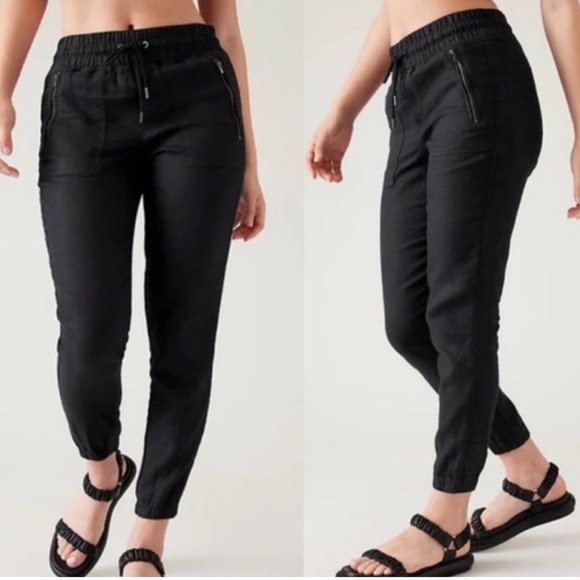 New Athleta Cabo Linen Joggers in Black with Pockets Size 2 Small nwot - Picture 15 of 16